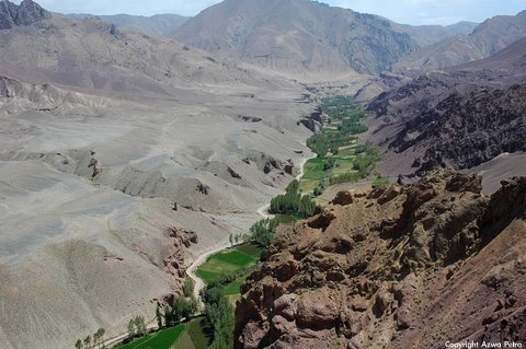View from summit of Shahr-e Zohak ('The Red City'), citadel to Bamyan valley