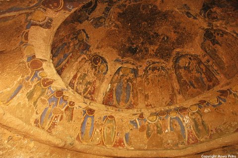 Said to be among world's oldest oil paintings, on cave ceilings of Buddha statue site